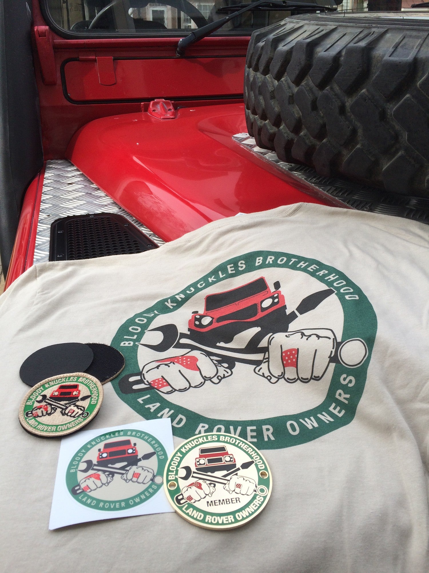 "Bloody Knuckles Brotherhood" PATCH velcro-backed, 2-5/8"