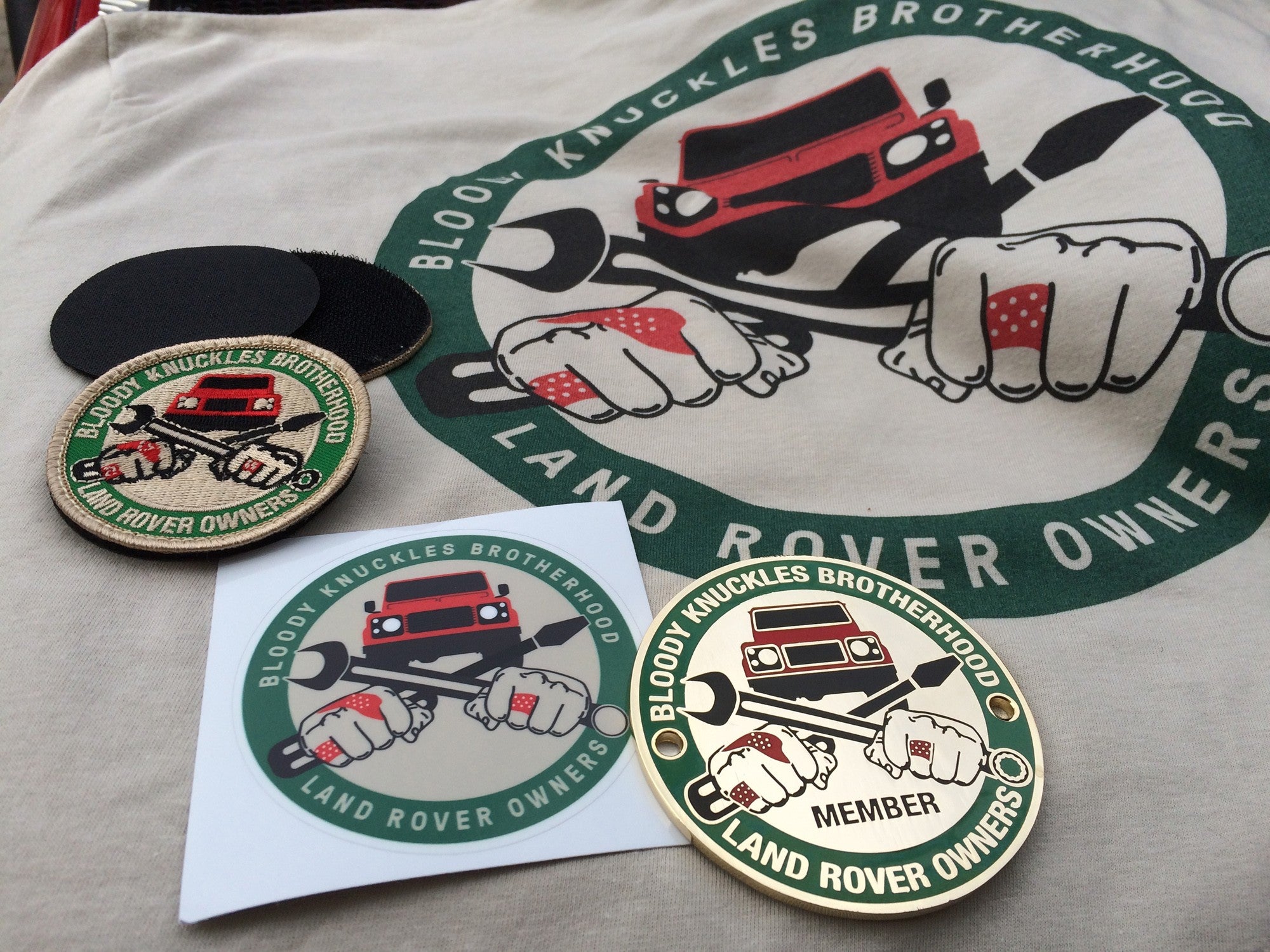 "Bloody Knuckles Brotherhood" PATCH velcro-backed, 2-5/8"