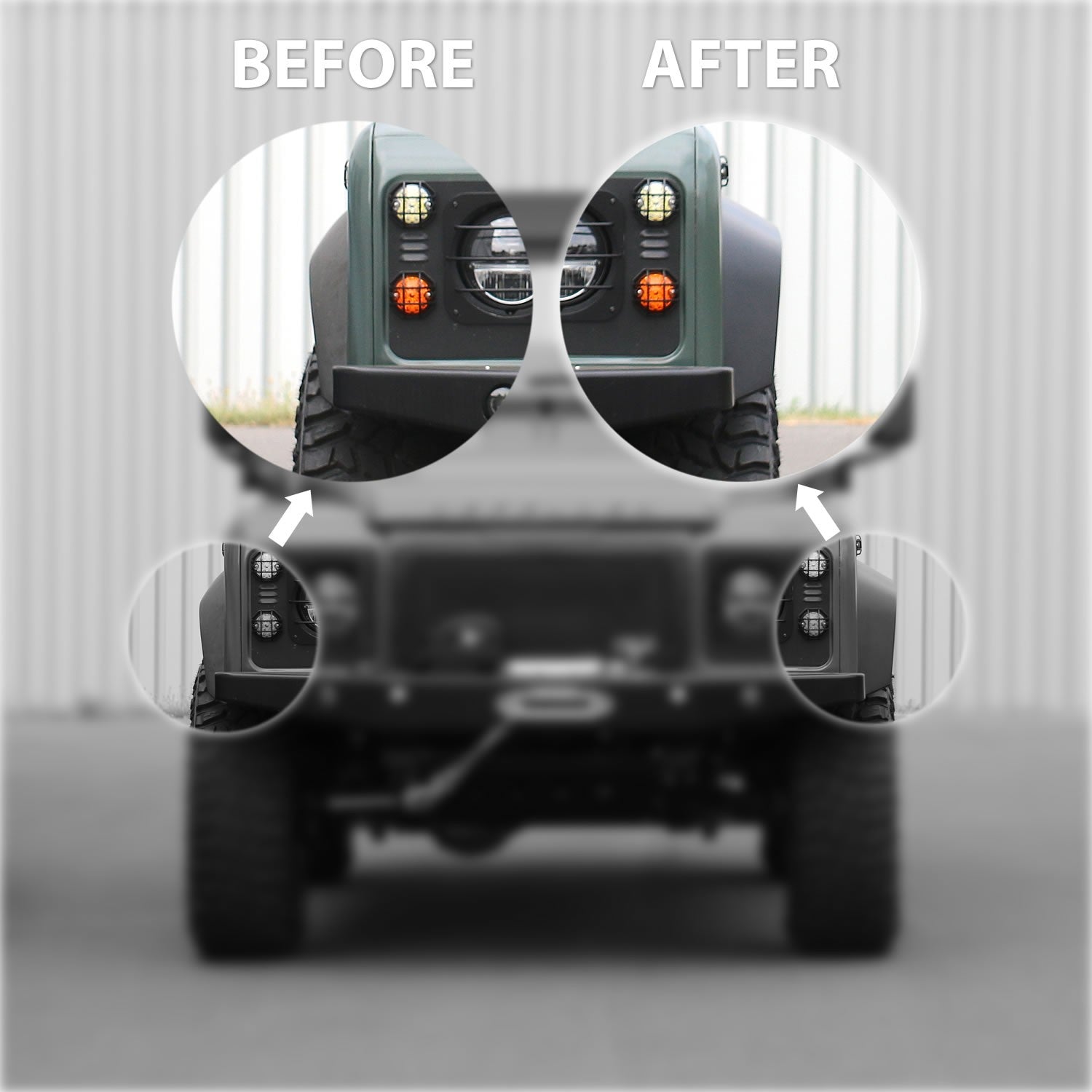 Extended (wide) wheel arches / fender flares - for Land Rover Defender 90/110 (Set of 4)