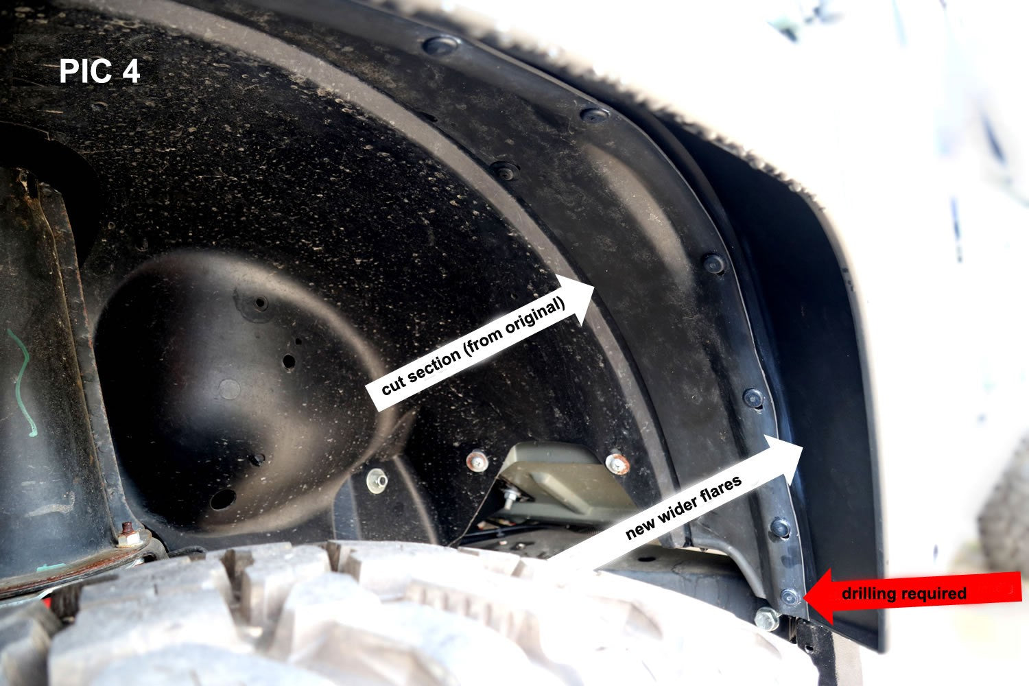 Extended (wide) wheel arches / fender flares - for Land Rover Defender 90/110 (Set of 4)