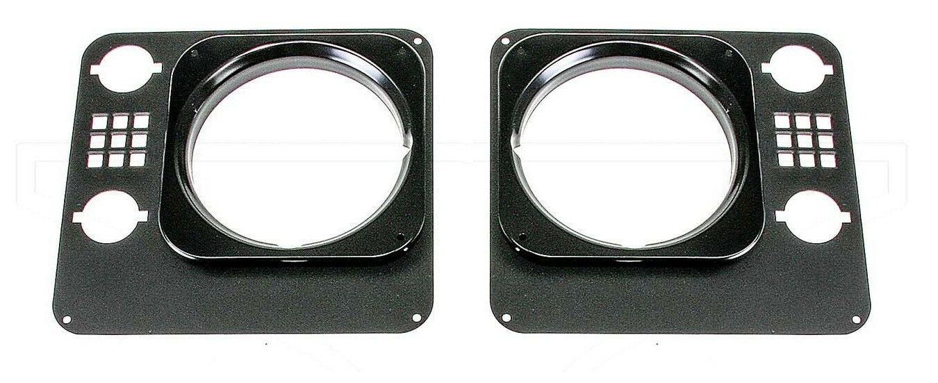 Heritage Headlight Surrounds - Land Rover Defender with inlet squares (stamped aluminum, set of 2)