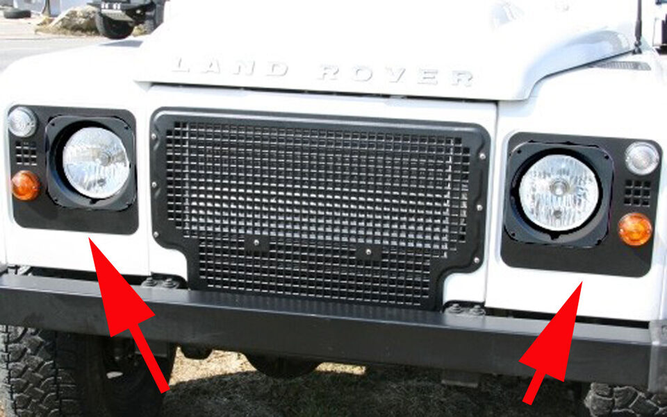 Heritage Headlight Surrounds - Land Rover Defender with inlet squares (stamped aluminum, set of 2)