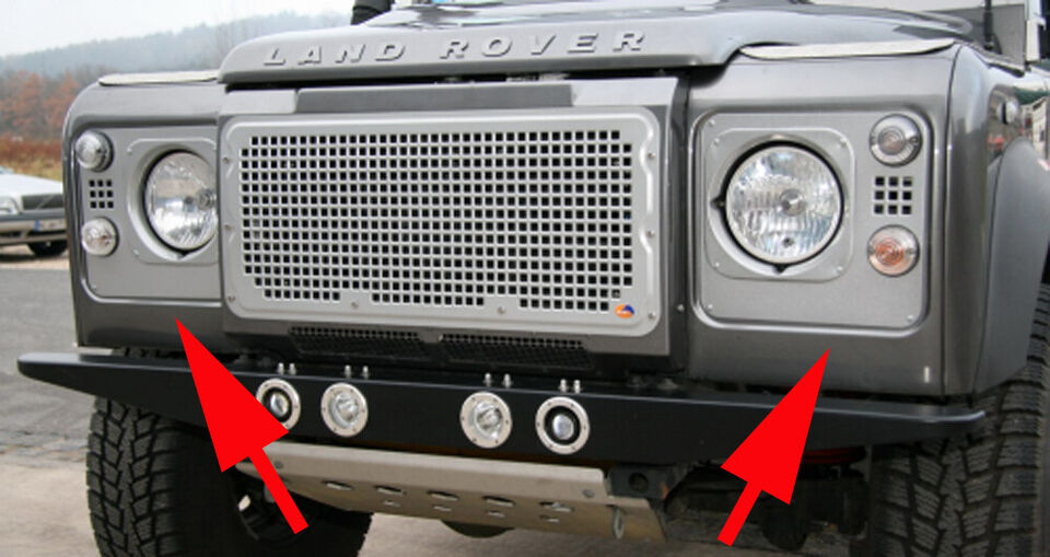 Heritage Headlight Surrounds - Land Rover Defender with inlet squares (stamped aluminum, set of 2)