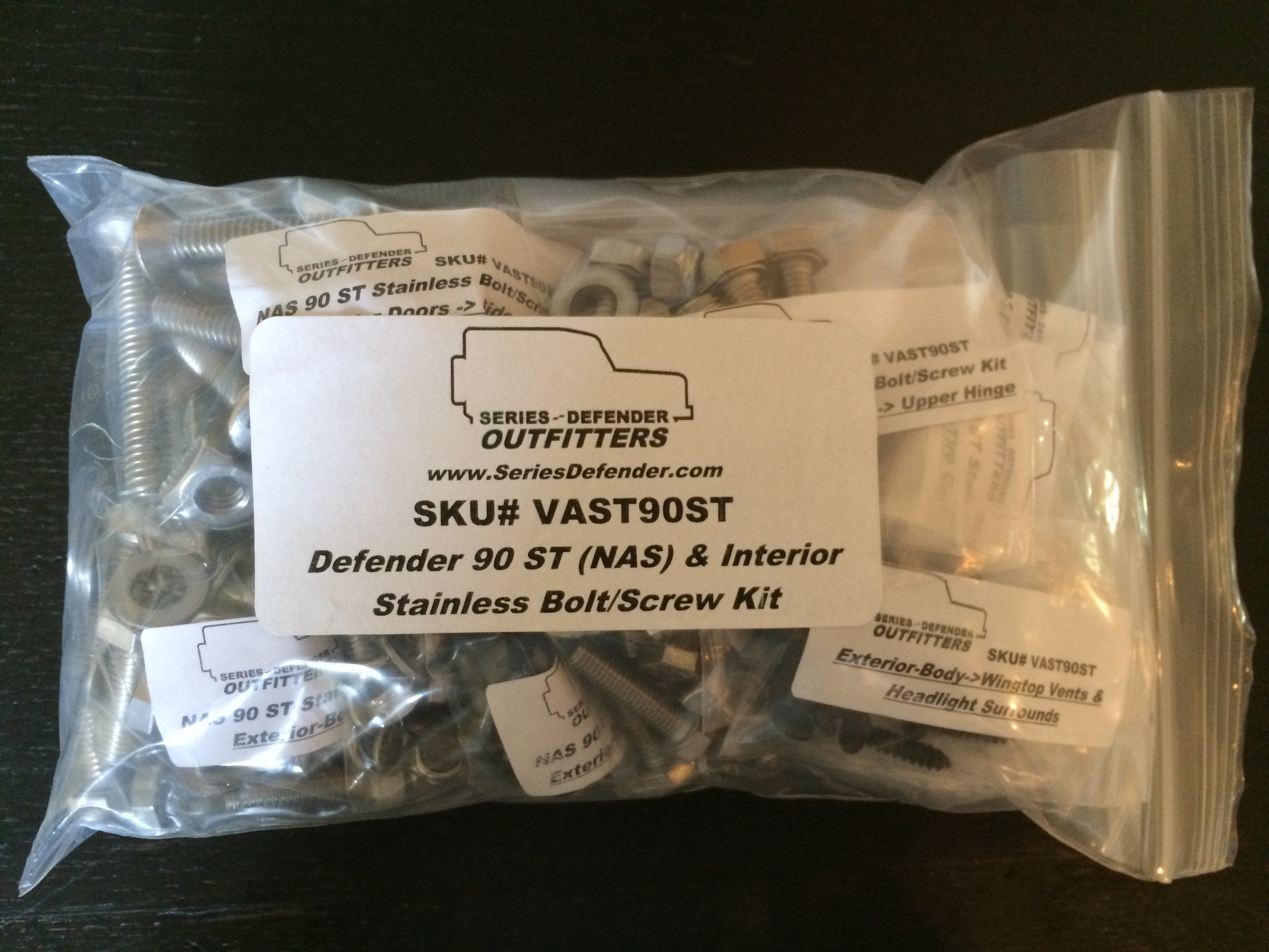 Defender 90 Soft Top (NAS) Stainless Hardware Kit (Exterior & Interior)