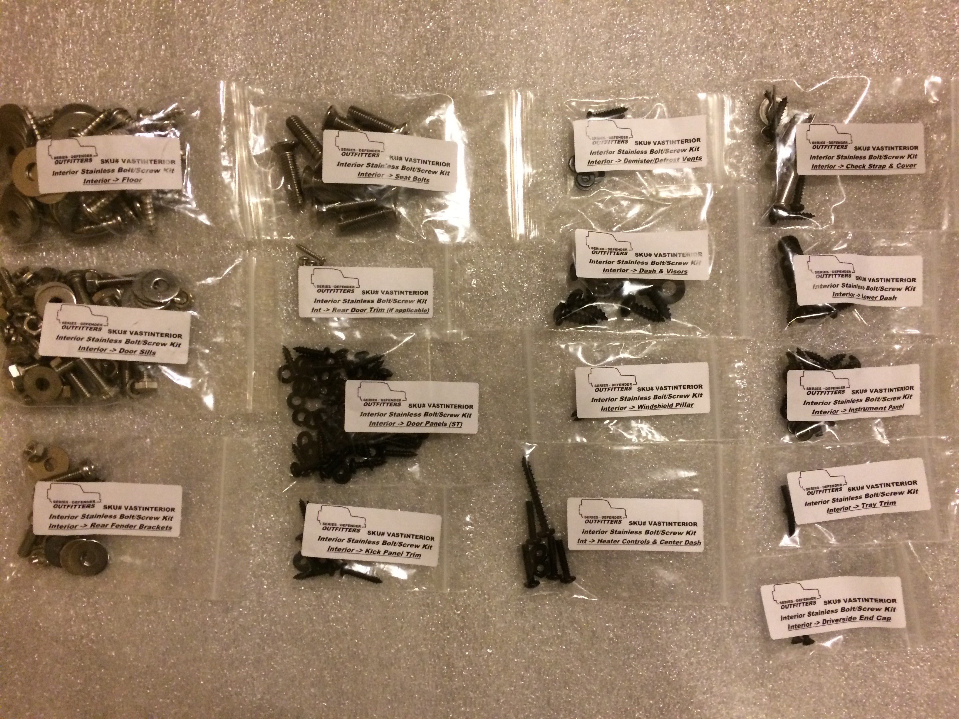 Defender INTERIOR Stainless Hardware Screw Bolt Kit - for Land Rover Defender 90/110/130