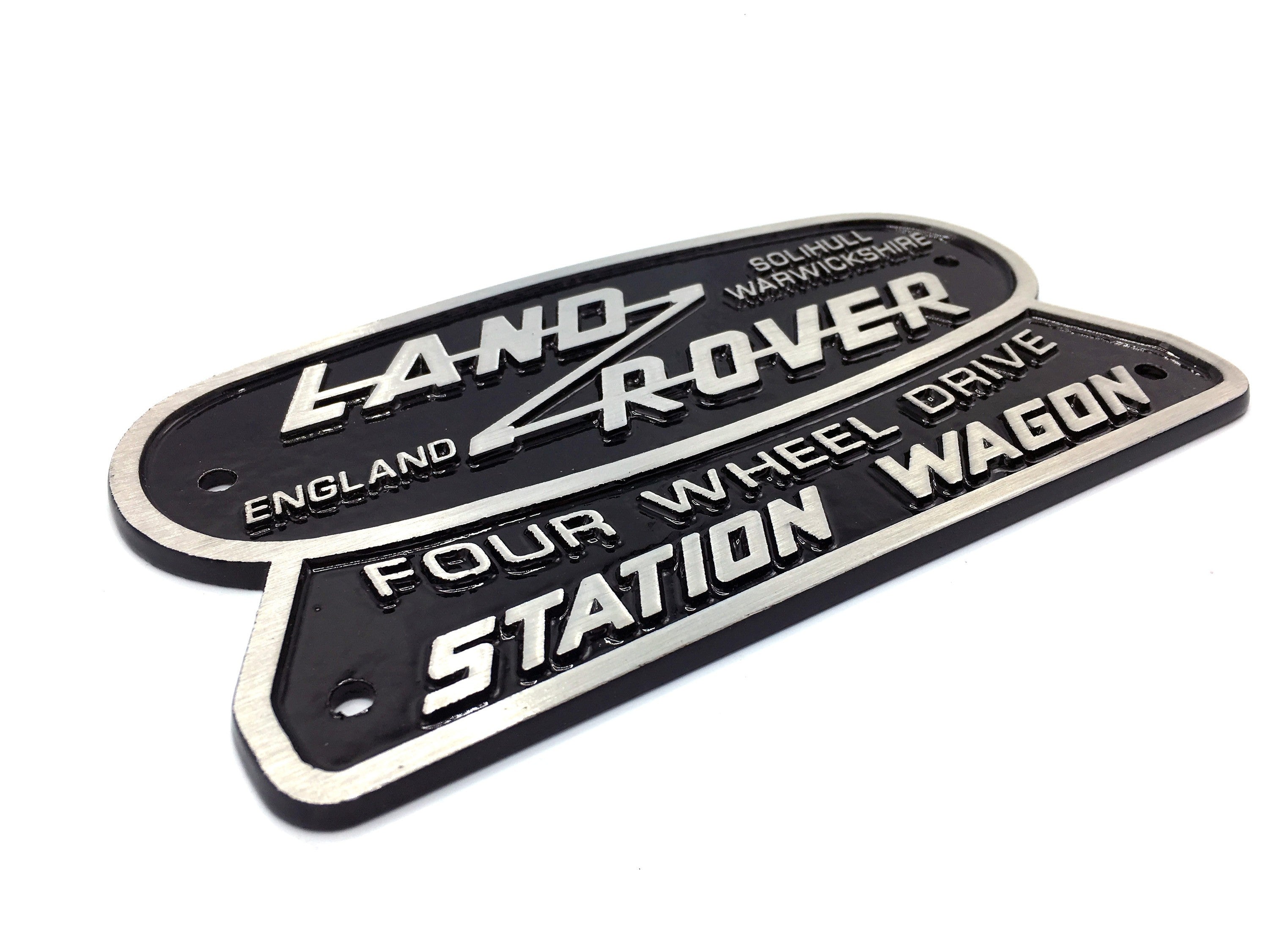 "Land Rover Four Wheel Drive Station Wagon" Oval Badge (Cast Aluminum)