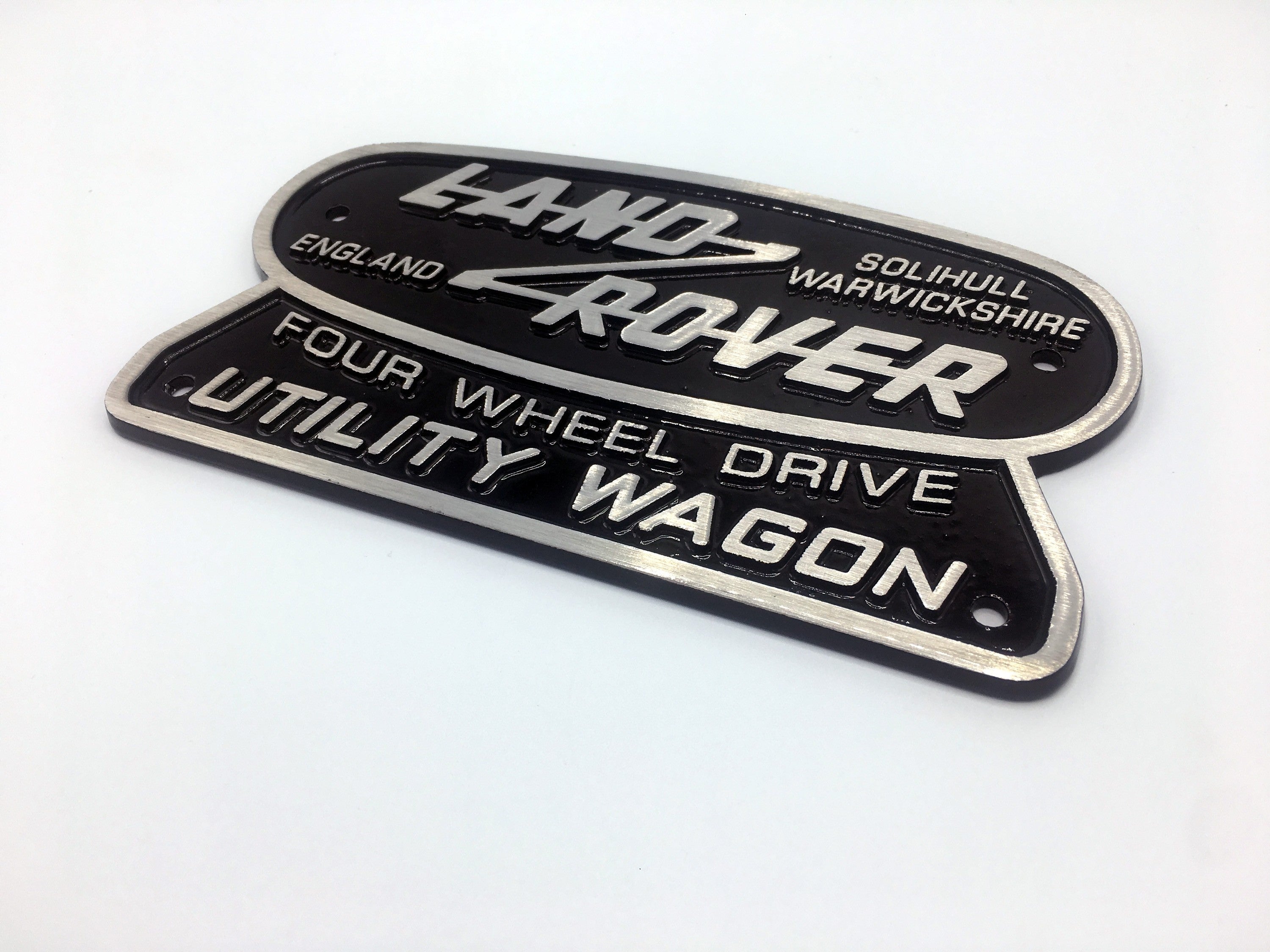 "Land Rover Four Wheel Drive Utility Wagon" Oval Badge (Cast Aluminum)