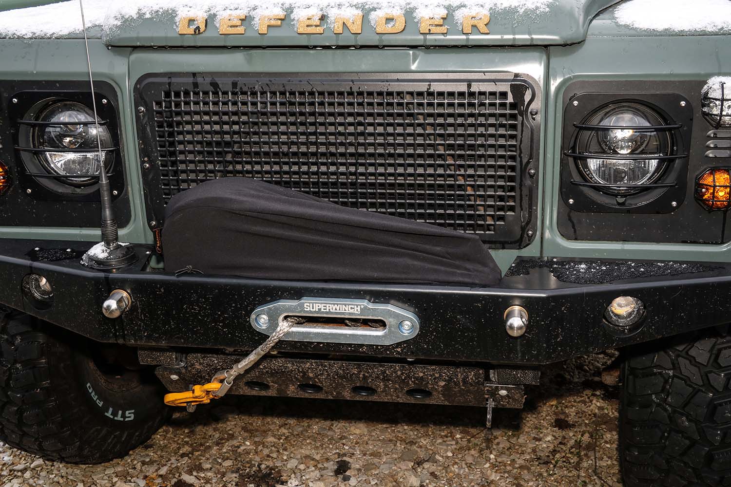 Elastic Winch Cover (softshell, stretch, protection) - for Land Rover Defender
