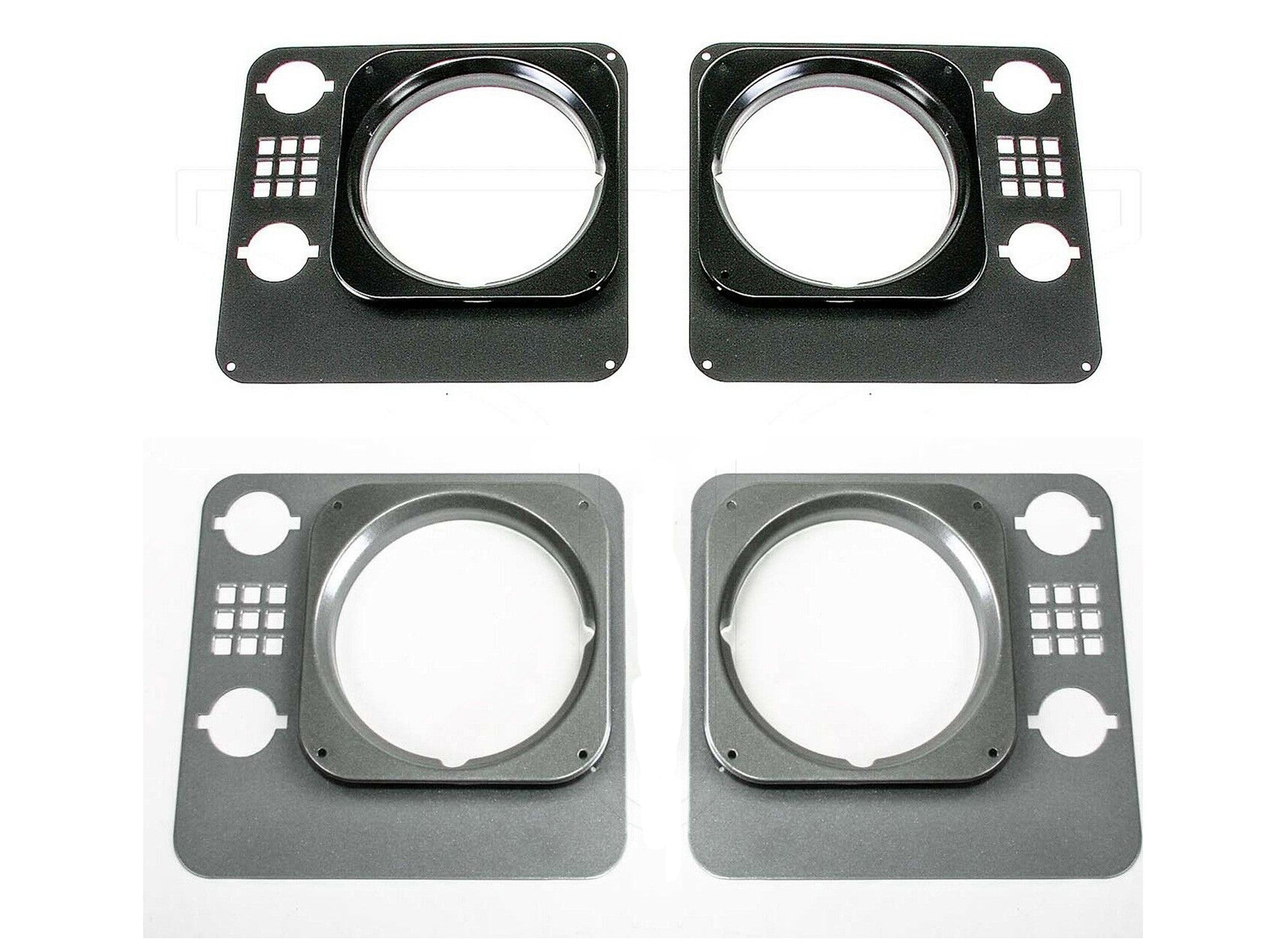 Heritage Headlight Surrounds - Land Rover Defender with inlet squares (stamped aluminum, set of 2)