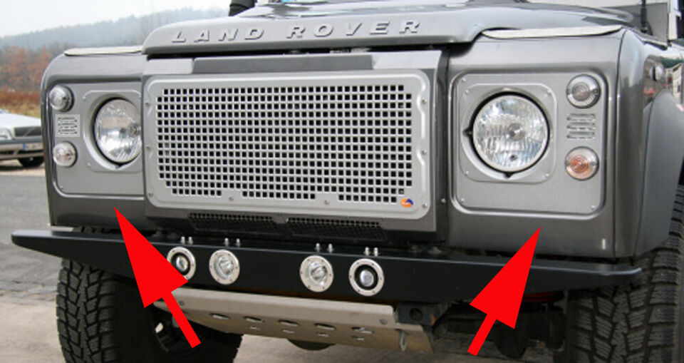 Heritage Headlight Surrounds - Land Rover Defender with inlet gills (stamped aluminum, set of 2)
